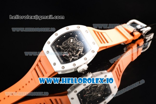 Richard Mille RM 055 Bubba Watson 9015 Automatic Ceramic Case with Black Dial Dots Markers and Rubber Strap - Click Image to Close